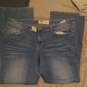LEI Blue Skinny Jeans with Stretch and Distressed Details
